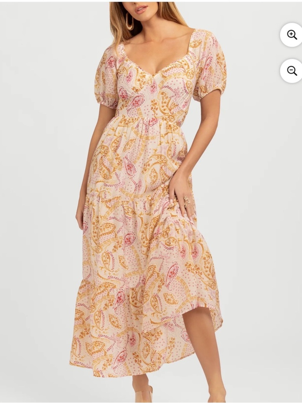 Jessica Simpson Womens Emmory Tiered Pink Mustard Maxi Dress